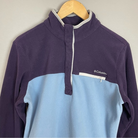 Columbia Sportswear Fleece Pullover Snaps Mountain Side Purple Blue Women Sz XL - Picture 4 of 10